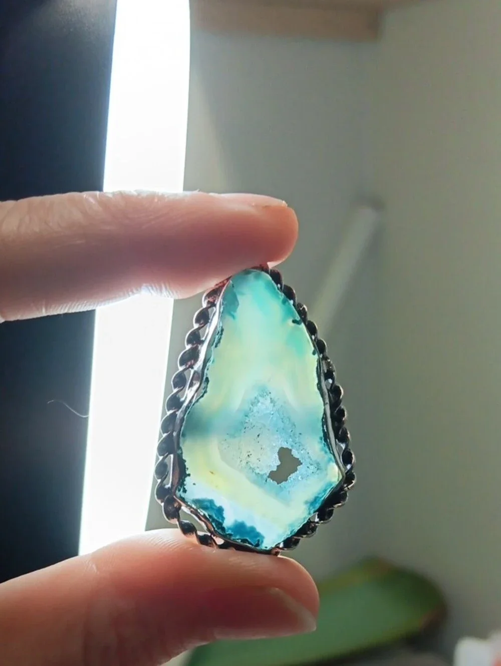 Blue Druzy Agate Statement Ring - Women Jewelry